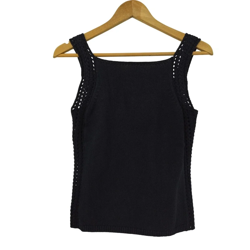 J. Crew Sweater Tank Crochet Knit Women X-Small Navy NWT $98 CT950
